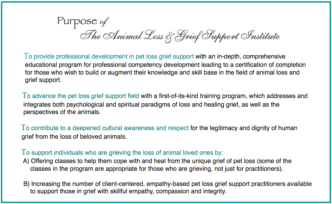 Teresa Wagner pet loss grief support-purpose of program