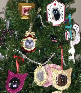 Pet loss during holidays-ornaments made to honor cats who have transitioned